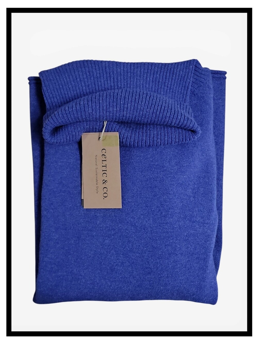 NWT Celtic & Co 100 % Geelong Lambswool Slouch Turtleneck Sweater Indigo Large
